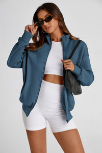 Women's 2024 Fall Fashion Full Zip Up Sweatshirt Long Sleeve Loose Fit Trendy Casual Jacket with Pockets