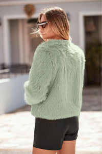 PRETTYGARDEN Women's Winter Coats Fleece Cropped Jacket Faux Fur Long Sleeve Pockets Shaggy Warm Outerwear Fall Clothes