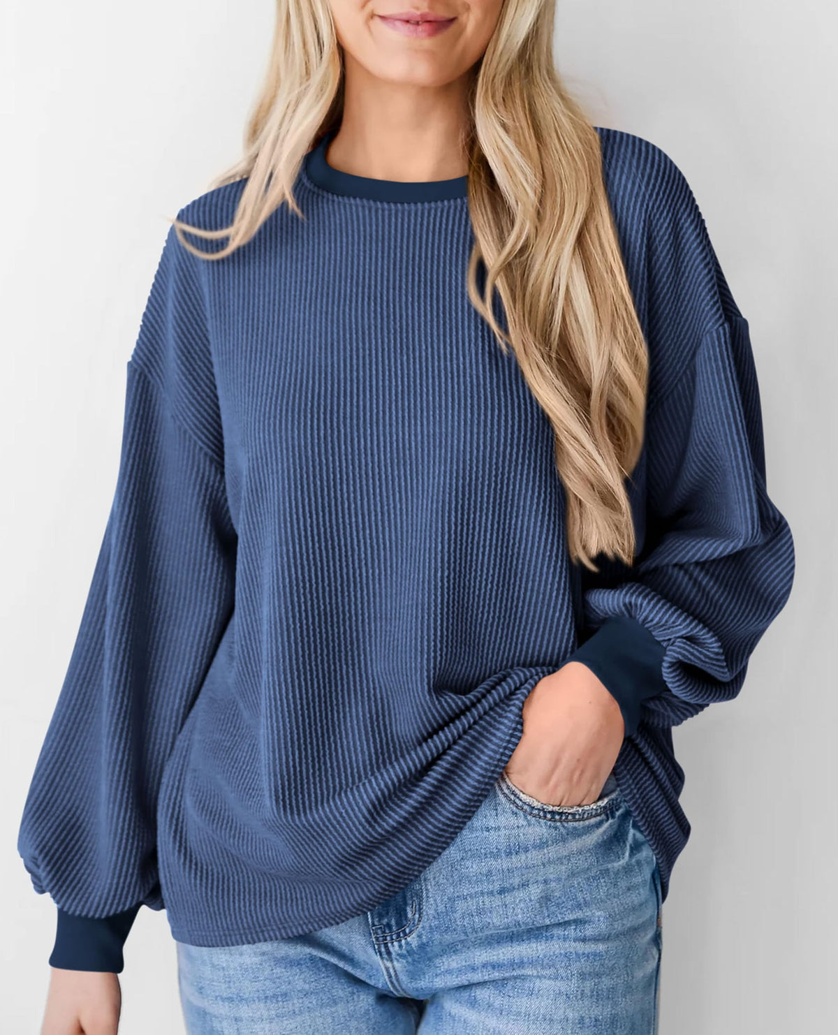 Women's Long Sleeve Tee Shirts Fall Trendy Clothes Casual Loose Crewneck Ribbed Blouse Tunic Tops