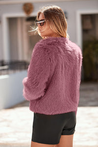 PRETTYGARDEN Women's Winter Coats Fleece Cropped Jacket Faux Fur Long Sleeve Pockets Shaggy Warm Outerwear Fall Clothes