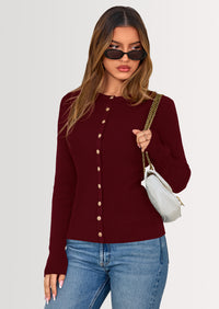 PRETTYGARDEN Womens Fall Cardigan Sweaters Lightweight Long Sleeve Button up Ribbed Knit Tops Winter Fashion Clothes