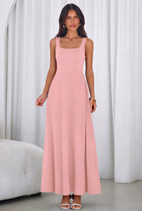 PRETTYGARDEN Womens Summer Dresses Sleeveless Elegant Square Neck Aline Swing Maxi Beach Wedding Guest Dress Pockets PRETTYGARDEN