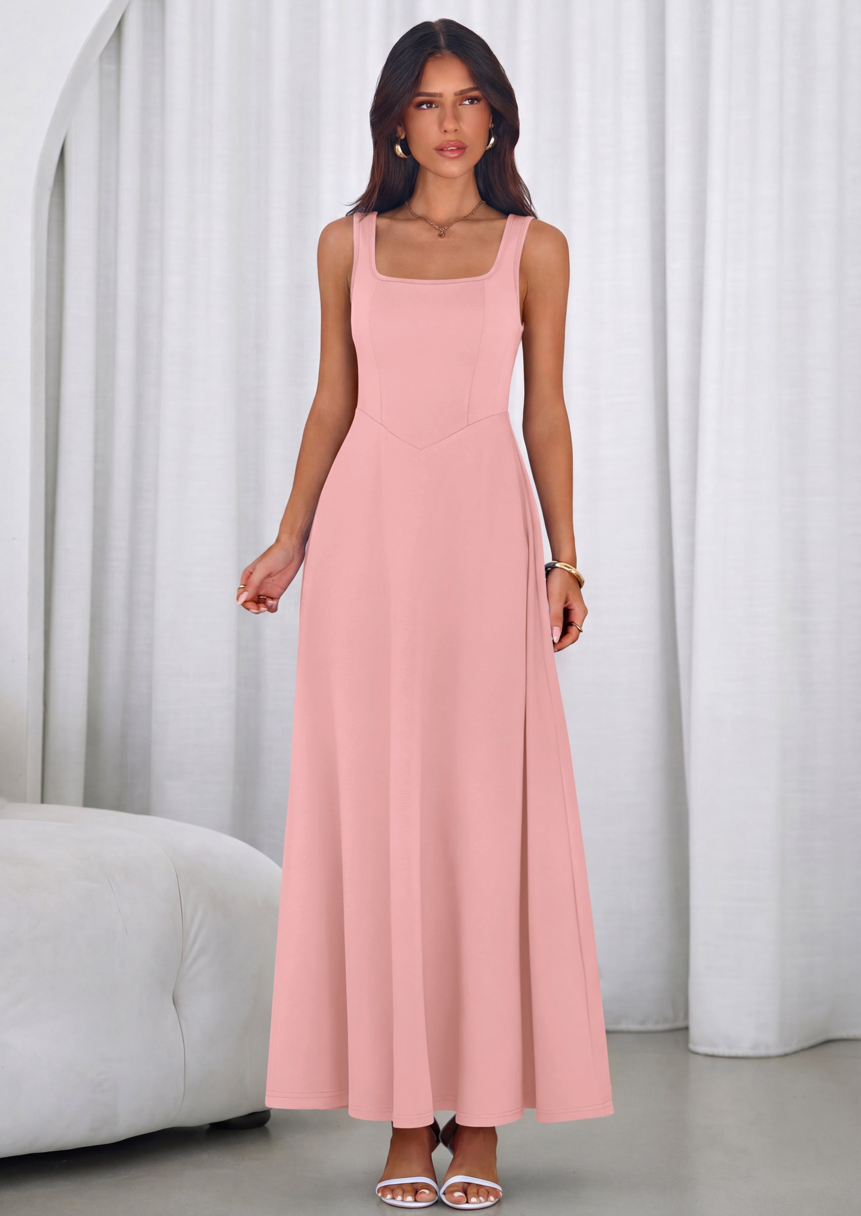 PRETTYGARDEN Womens Summer Dresses Sleeveless Elegant Square Neck Alin PRETTYGARDEN Womens Summer Dresses Sleeveless Elegant Square Neck Alin