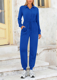 Women's Jumpsuits Fall Long Sleeve Rompers One Piece Outfits For Women  Button up Lounge Wear