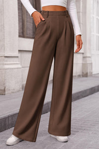 Women's Wide Leg Dress Pants Dressy Casual High Elastic Waisted Work Office Trousers Palazzo Pants