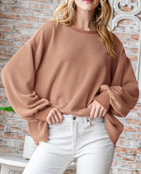 Women's Long Sleeve Tee Shirts Fall Trendy Clothes Casual Loose Crewneck Ribbed Blouse Tunic Tops