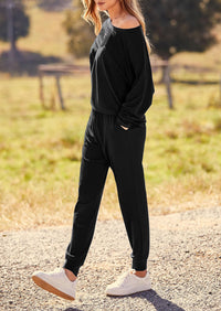 PRETTYGARDEN Women's Fall 2 Piece Lounge Set Long Sleeve Tops Ribbed Pants Spring Matching Sweatsuit Travel Outfits Clothes