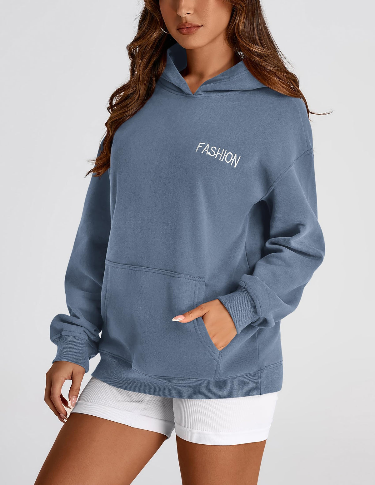 Womens Long Sleeve Hoodies   Fall Fashion Outfits Solid Oversized Pullover Sweatshirts Clothes with Pockets