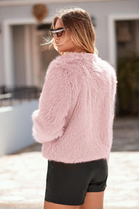 PRETTYGARDEN Women's Winter Coats Fleece Cropped Jacket Faux Fur Long Sleeve Pockets Shaggy Warm Outerwear Fall Clothes