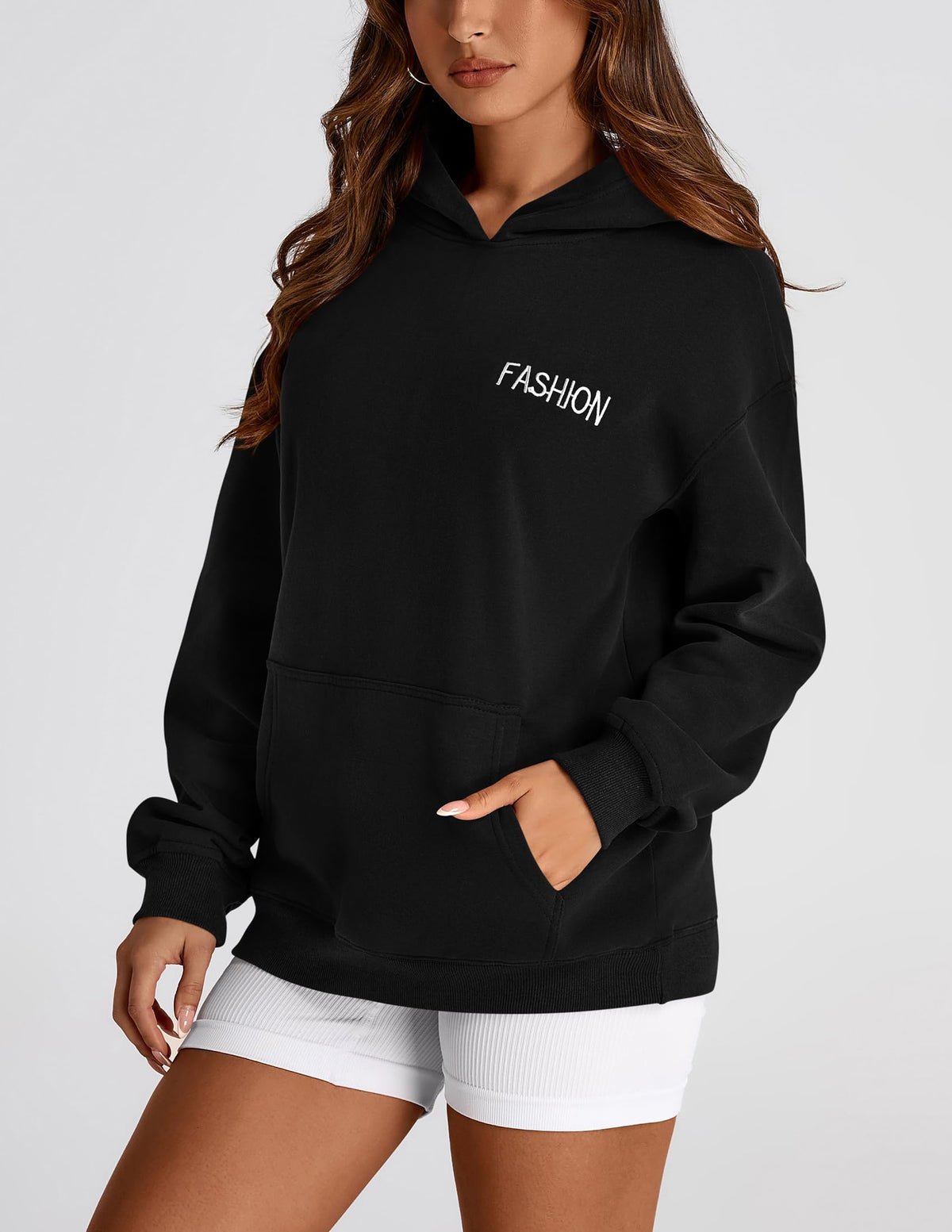 Womens Long Sleeve Hoodies   Fall Fashion Outfits Solid Oversized Pullover Sweatshirts Clothes with Pockets