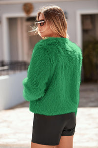 PRETTYGARDEN Women's Winter Coats Fleece Cropped Jacket Faux Fur Long Sleeve Pockets Shaggy Warm Outerwear Fall Clothes