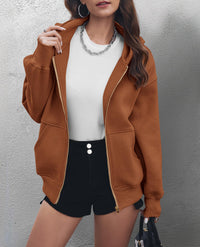 Women's Zip Up Hoodie Sweatshirt Y2K Fall Fashion Clothes Long Sleeve Loose Fit Pockets Casual Trendy Jacket