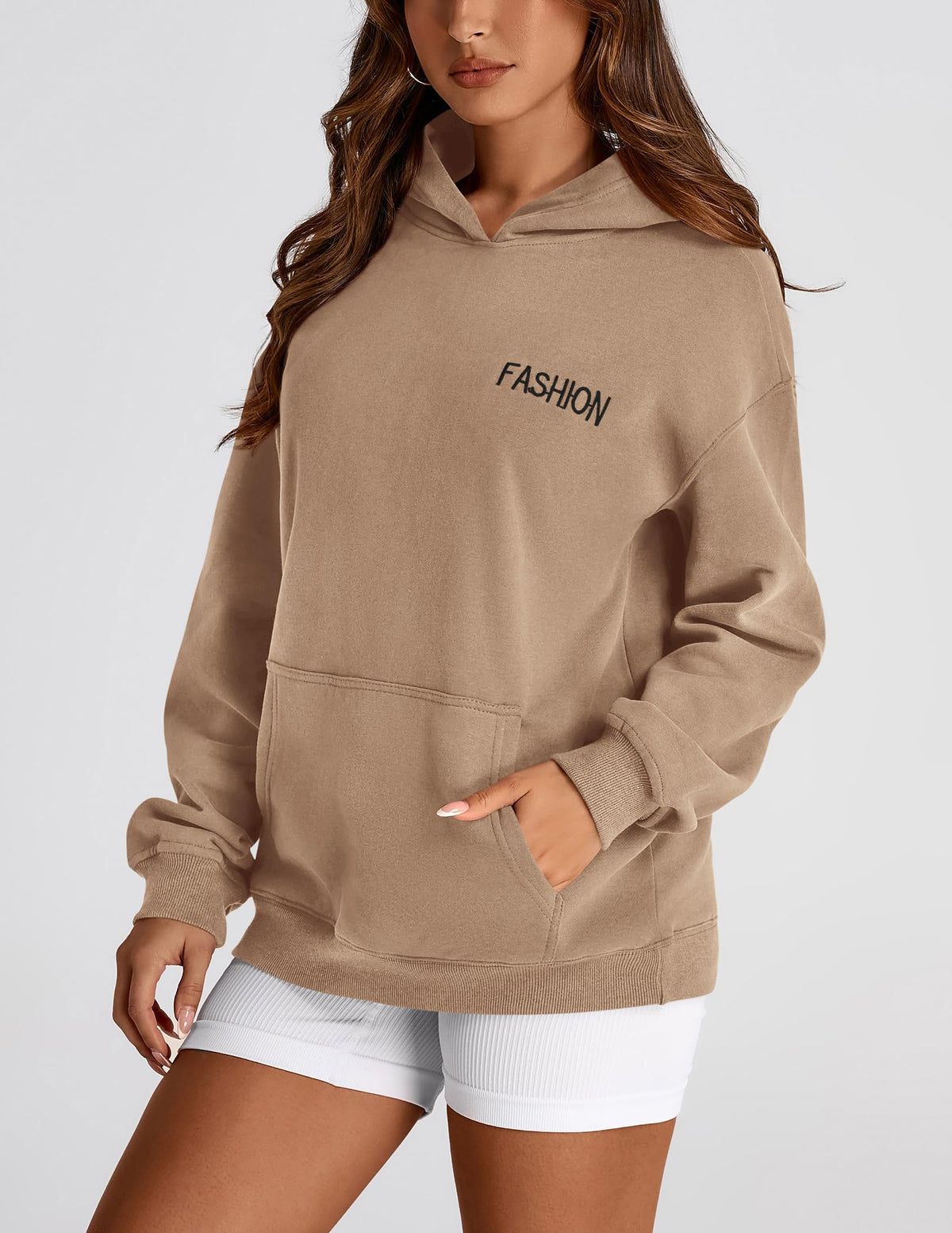 Womens Long Sleeve Hoodies   Fall Fashion Outfits Solid Oversized Pullover Sweatshirts Clothes with Pockets