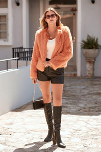 PRETTYGARDEN Women's Winter Coats Fleece Cropped Jacket Faux Fur Long Sleeve Pockets Shaggy Warm Outerwear Fall Clothes