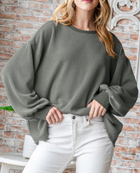 Women's Long Sleeve Tee Shirts Fall Trendy Clothes Casual Loose Crewneck Ribbed Blouse Tunic Tops