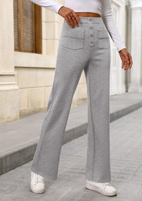 Women's Dressy Casual Dress Pants Straight Leg High Elastic Waisted Stretch Trouser Slacks