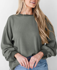 Women's Long Sleeve Tee Shirts Fall Trendy Clothes Casual Loose Crewneck Ribbed Blouse Tunic Tops