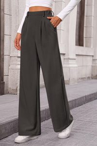 Women's Wide Leg Dress Pants Dressy Casual High Elastic Waisted Work Office Trousers Palazzo Pants