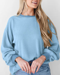 Women's Long Sleeve Tee Shirts Fall Trendy Clothes Casual Loose Crewneck Ribbed Blouse Tunic Tops