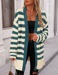 Striped Cardigan Sweaters Long Sleeve Button Down Chunky Knit Oversized Fall Sweater Coat