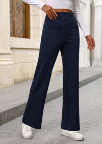 PRETTYGARDEN Women's Dressy Casual Dress Pants Straight Leg High Elastic Waisted Stretch Trouser Slacks