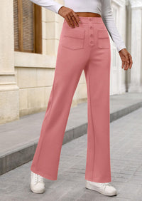 PRETTYGARDEN Women's Dressy Casual Dress Pants Straight Leg High Elastic Waisted Stretch Trouser Slacks