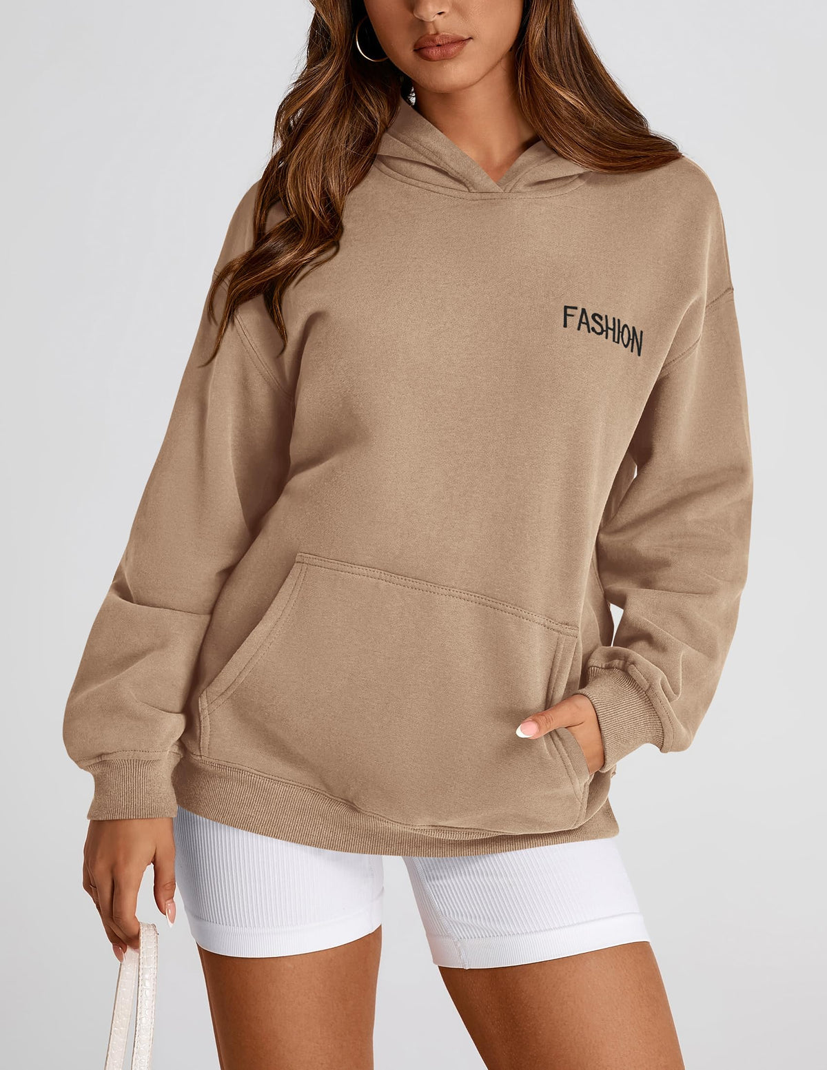 Womens Long Sleeve Hoodies   Fall Fashion Outfits Solid Oversized Pullover Sweatshirts Clothes with Pockets