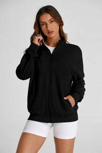 Women's 2024 Fall Fashion Full Zip Up Sweatshirt Long Sleeve Loose Fit Trendy Casual Jacket with Pockets