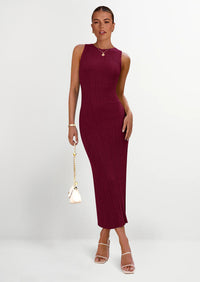 PRETTYGARDEN Women's Casual Maxi Dresses Ribbed Knit Sleeveless Bodycon Elegant Going Out Beach Vacation Clothes