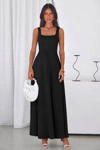 PRETTYGARDEN Womens Summer Dresses Sleeveless Elegant Square Neck Aline Swing Maxi Beach Wedding Guest Dress Pockets PRETTYGARDEN