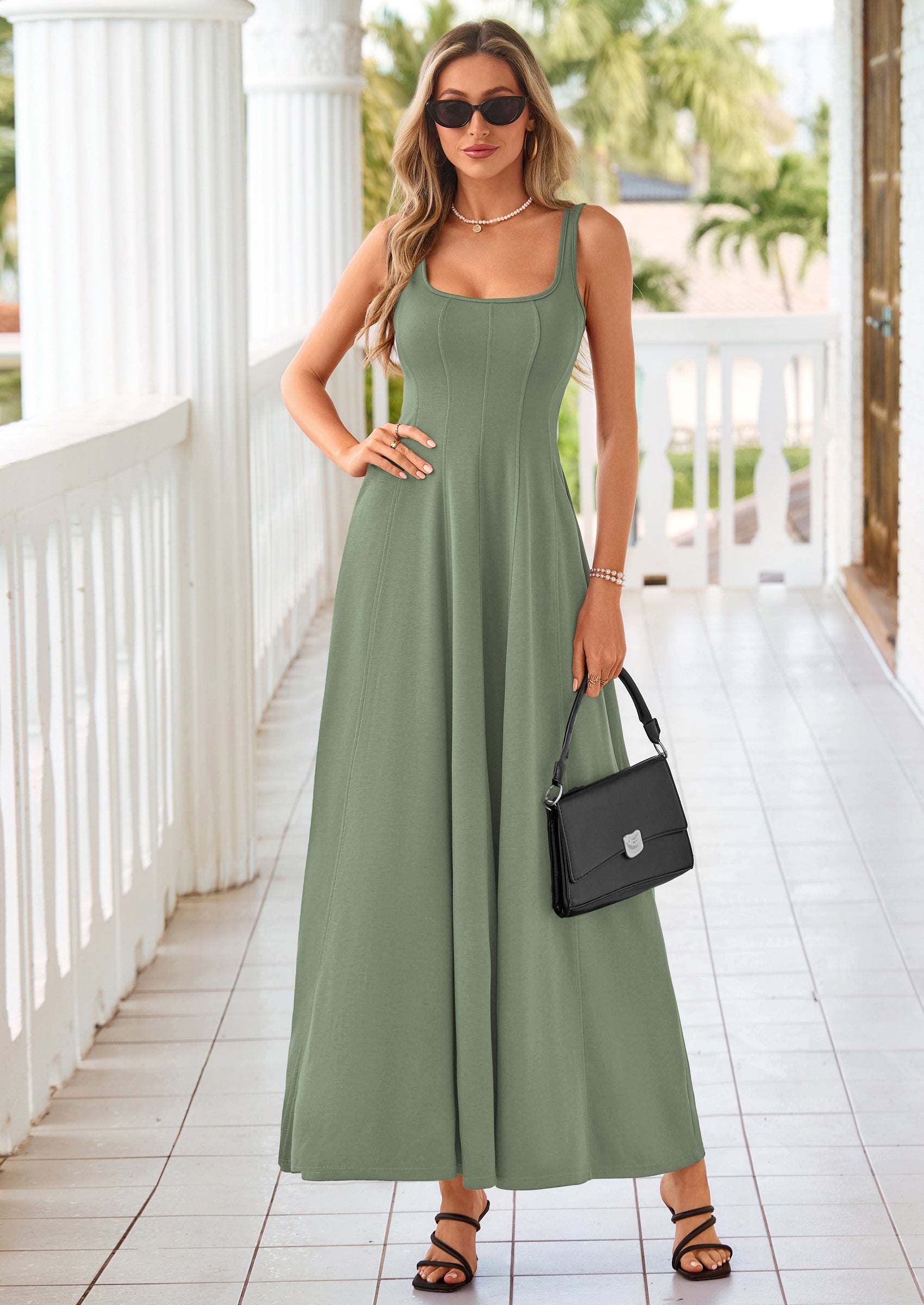 PRETTYGARDEN Cocktail Dresses for Women Formal Summer Sleeveless A Line Long Flowy Spring Wedding Guest Party Midi Dress