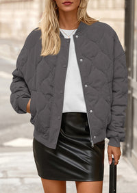 PRETTYGARDEN Women's Quilted Bomber Jacket Fall Fashion Lightweight Cropped Zip up Outerwear Winter Puffer Coats Pockets