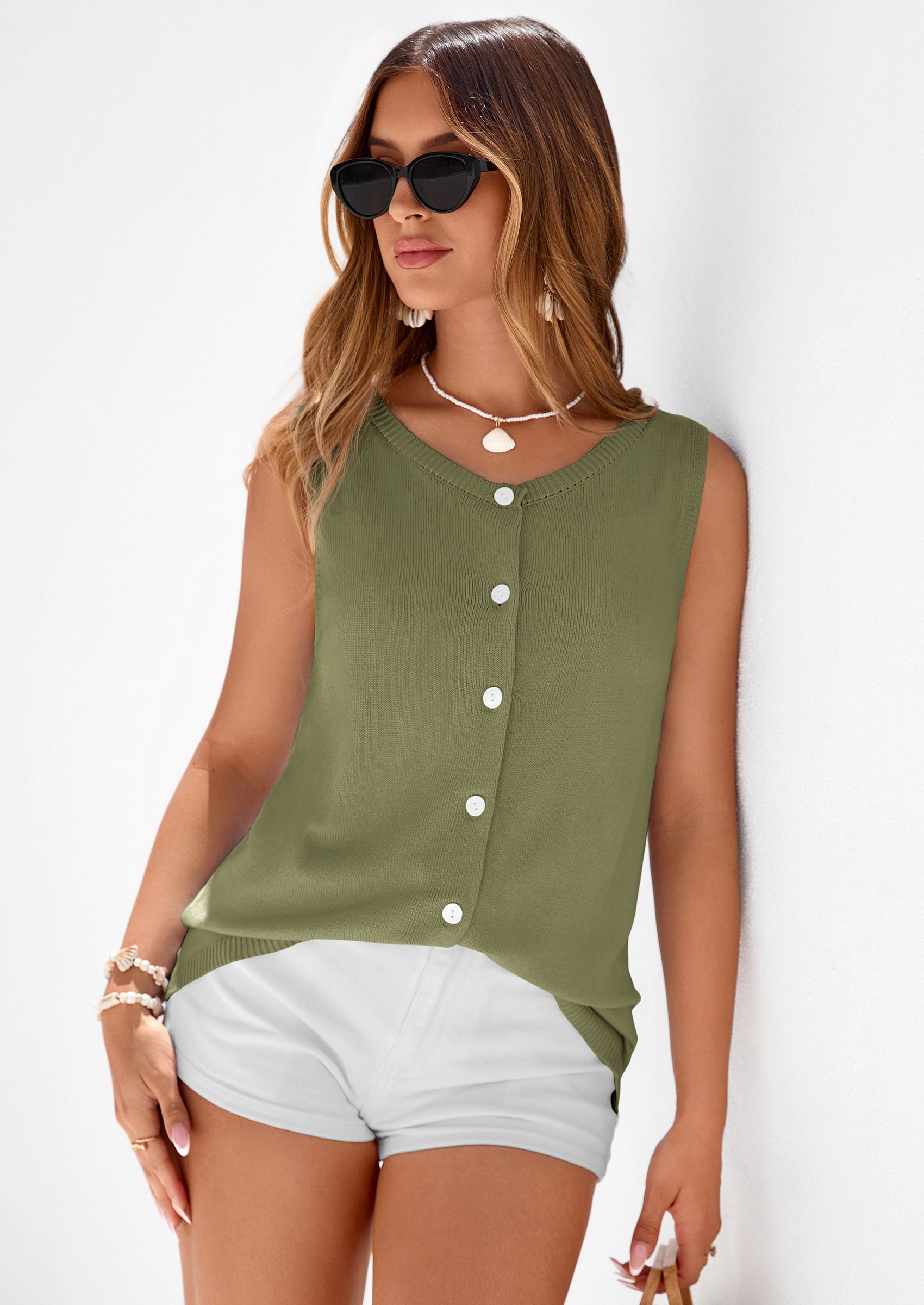 PRETTYGARDEN Womens Sweater Vest Spring Tops Cute Summer Sleeveless Cardigan Casual Knit Button Up Tank Tops PRETTYGARDEN