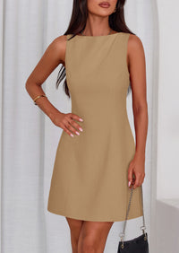 PRETTYGARDEN Womens Formal Short Dresses Summer Sleeveless Boat Neck A Line Elegant Mini Cocktail Party Dress