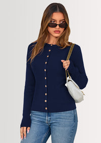 PRETTYGARDEN Womens Fall Cardigan Sweaters Lightweight Long Sleeve Button up Ribbed Knit Tops Winter Fashion Clothes