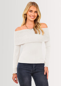 PRETTYGARDEN Women's Fall Off Shoulder Sweaters Y2K Long Sleeve Ribbed Knit Fitted Pullover Winter Date Night Tops Blouse