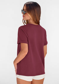 PRETTYGARDEN Womens Summer Tops Spring Casual Rolled Short Sleeve Basic Tees Crew Neck Work Shirts Fashion Clothing PRETTYGARDEN