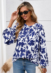 PRETTYGARDEN Women's Floral Button Down Blouse Fall Fashion Dressy Casual Long Sleeve Oversized Shirts Top Boho Clothes