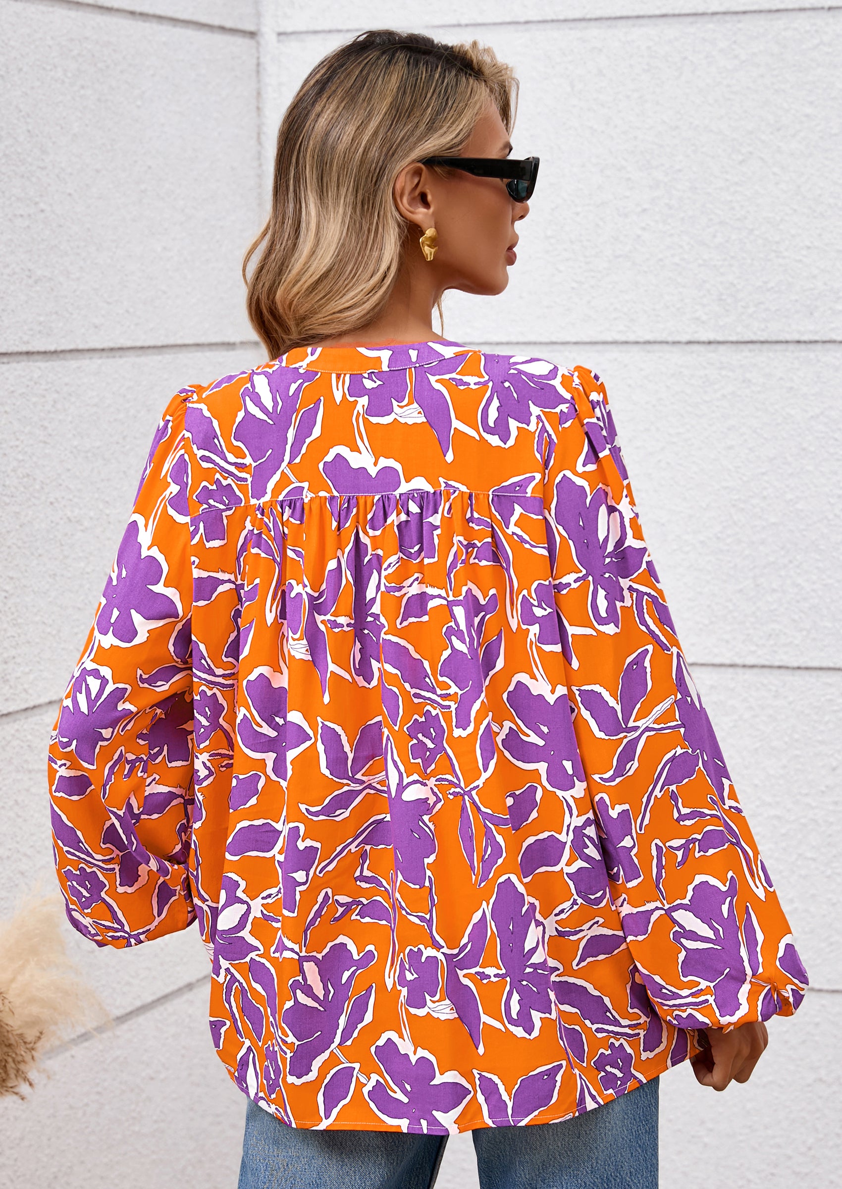 PRETTYGARDEN Women's Floral Button Down Blouse Fall Fashion Dressy Casual Long Sleeve Oversized Shirts Top Boho Clothes