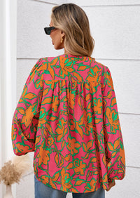 PRETTYGARDEN Women's Floral Button Down Blouse Fall Fashion Dressy Casual Long Sleeve Oversized Shirts Top Boho Clothes