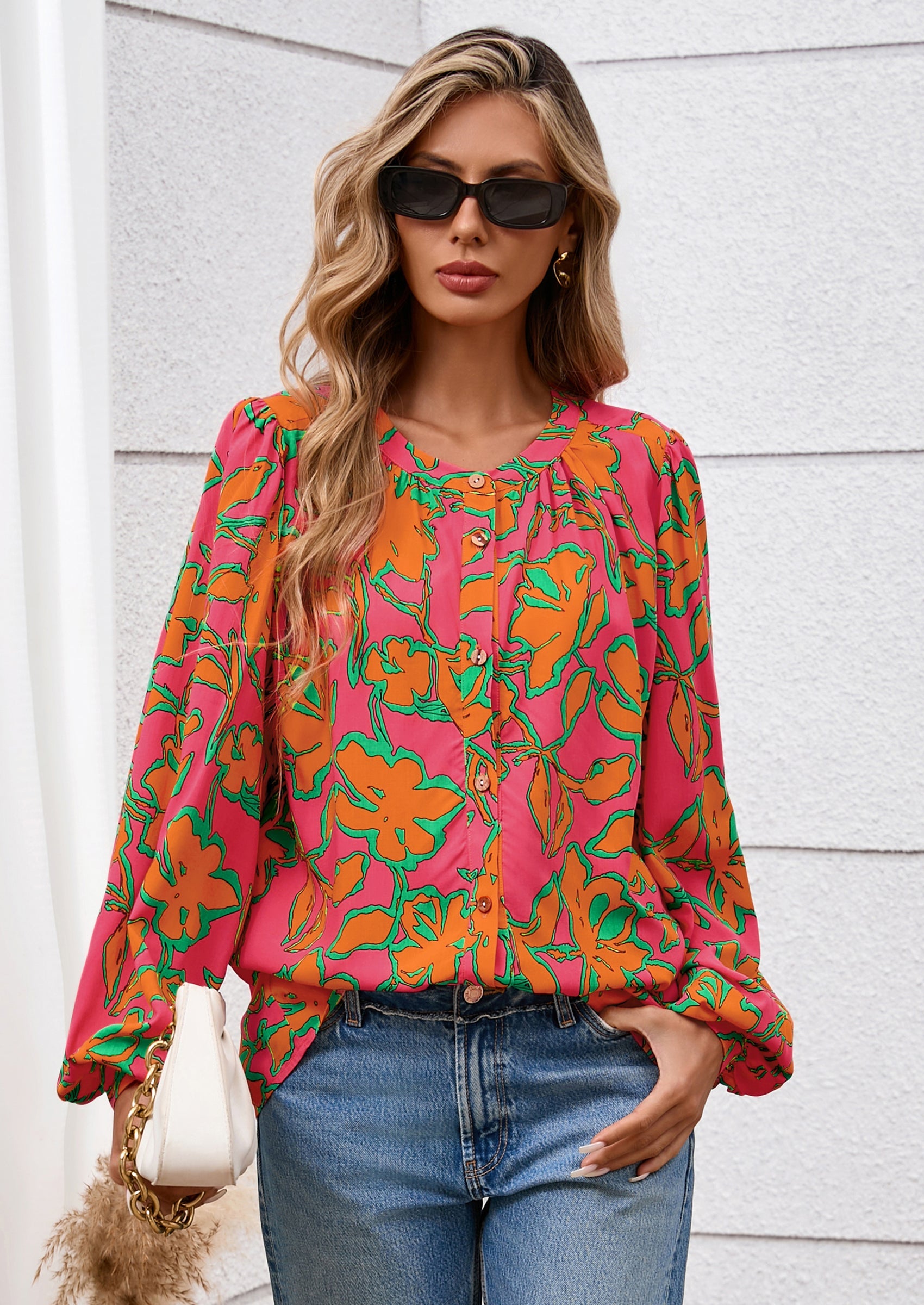 PRETTYGARDEN Women's Floral Button Down Blouse Fall Fashion Dressy Cas