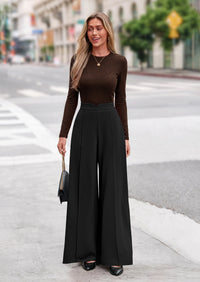 PRETTYGARDEN Wide Leg Pants Woman Spring Dressy High Waisted Business Casual Summer Flowy Work Palazzo Pants Trousers