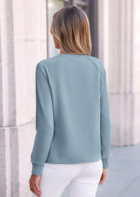 PRETTYGARDEN Long Sleeve Shirts for Women Waffle Knit Tops Fall Fashion Dressy Casual Loose Tunic Blouse Winter Clothing