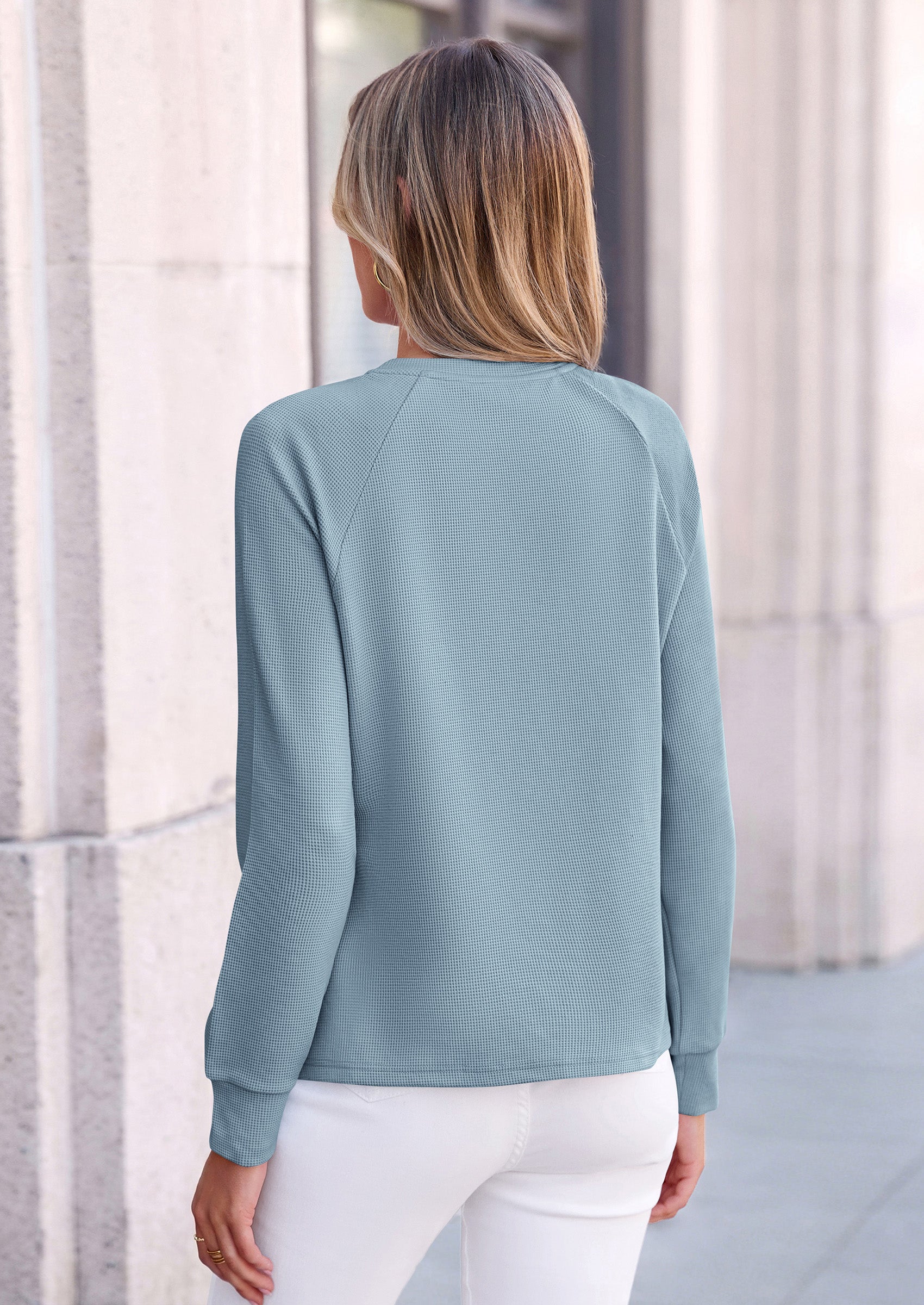 PRETTYGARDEN Long Sleeve Shirts for Women Waffle Knit Tops Fall Fashion Dressy Casual Loose Tunic Blouse Winter Clothing