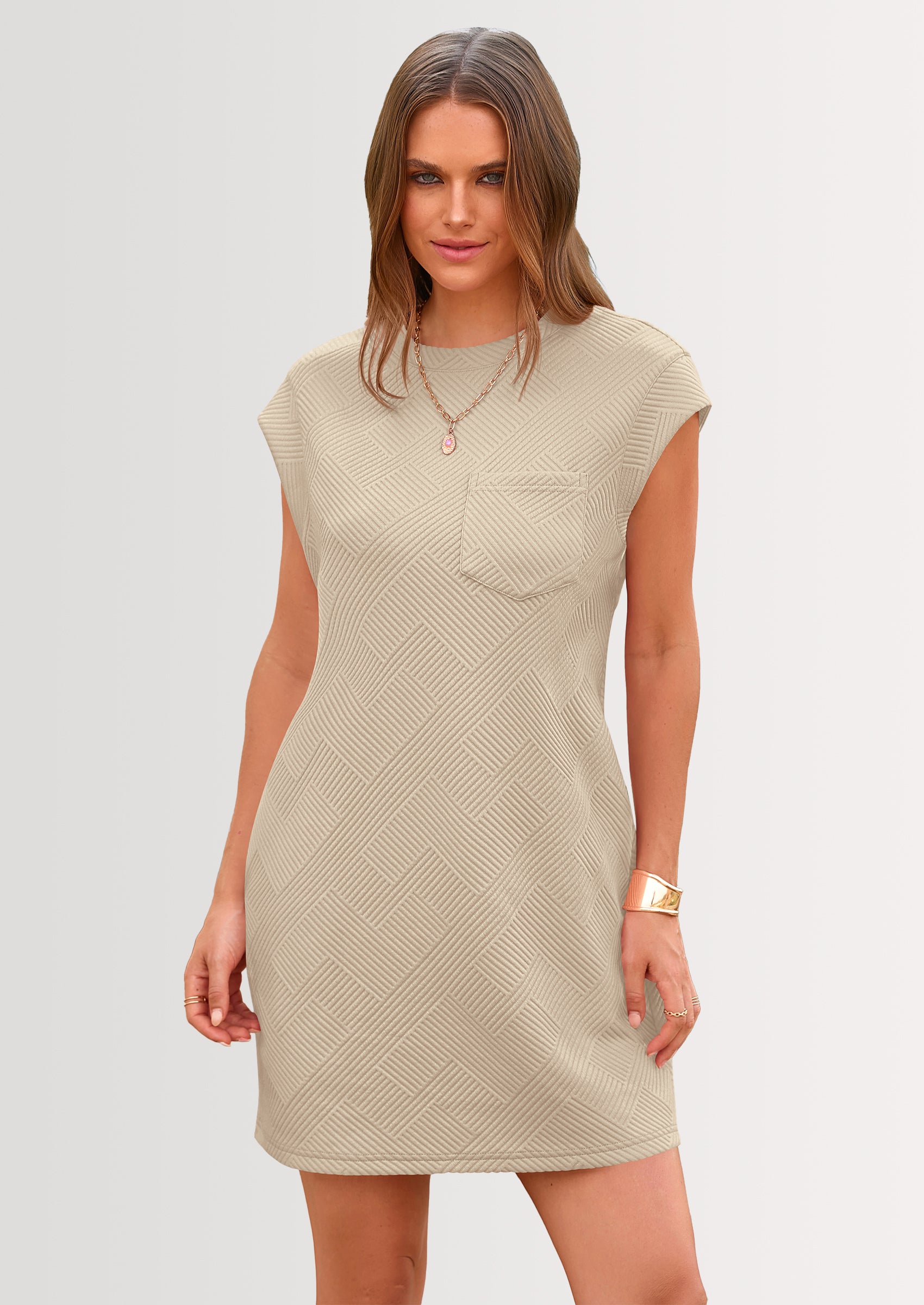 PRETTYGARDEN Women's Summer Short T Shirt Dress Cap Sleeve Crew Neck Casual Loose Basic Mini Dresses