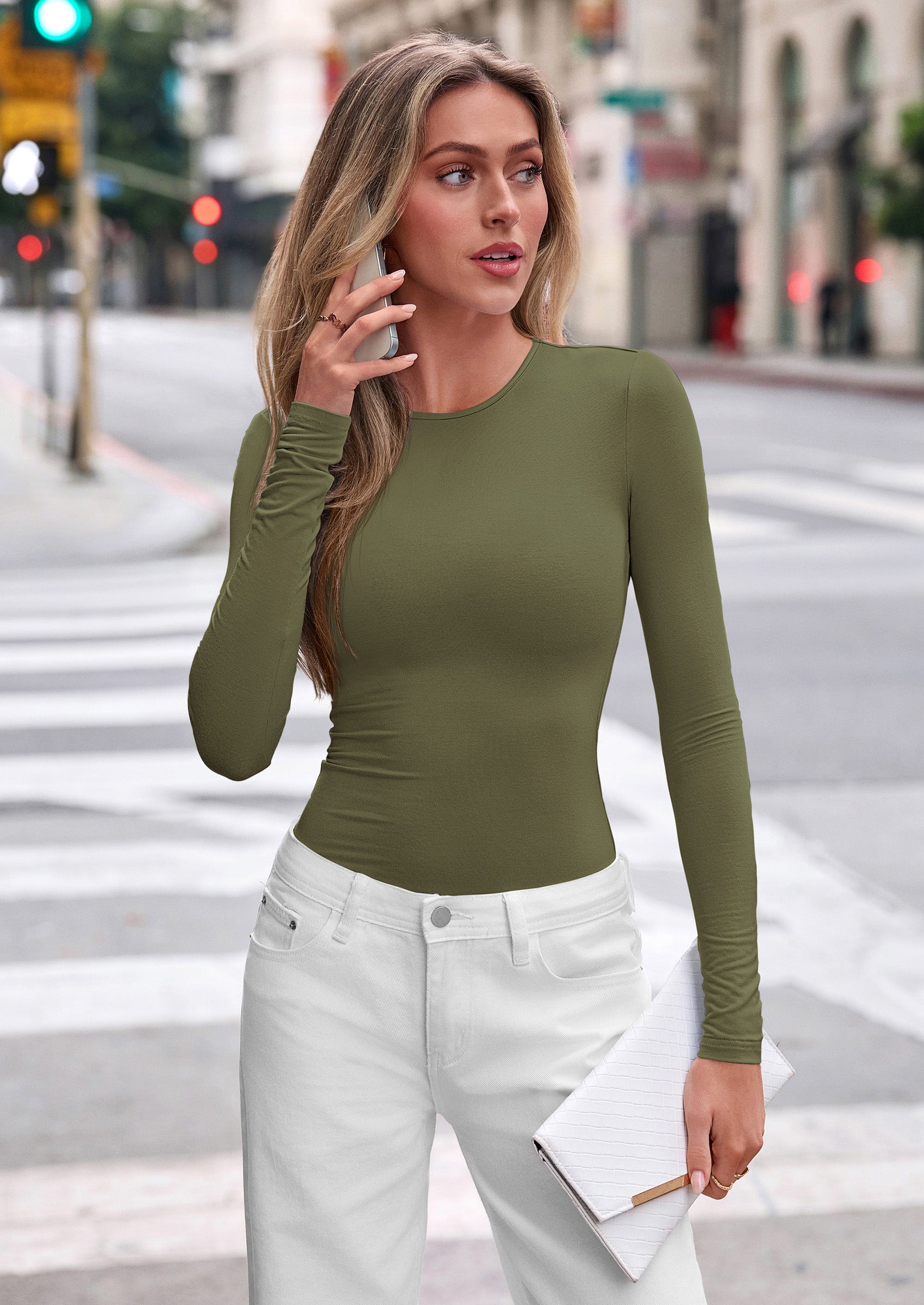 PRETTYGARDEN Long Sleeve Shirts for Women Fall Casual Boat Neck Tight Slim Fit Layering Basic T Shirt Going Out Tops