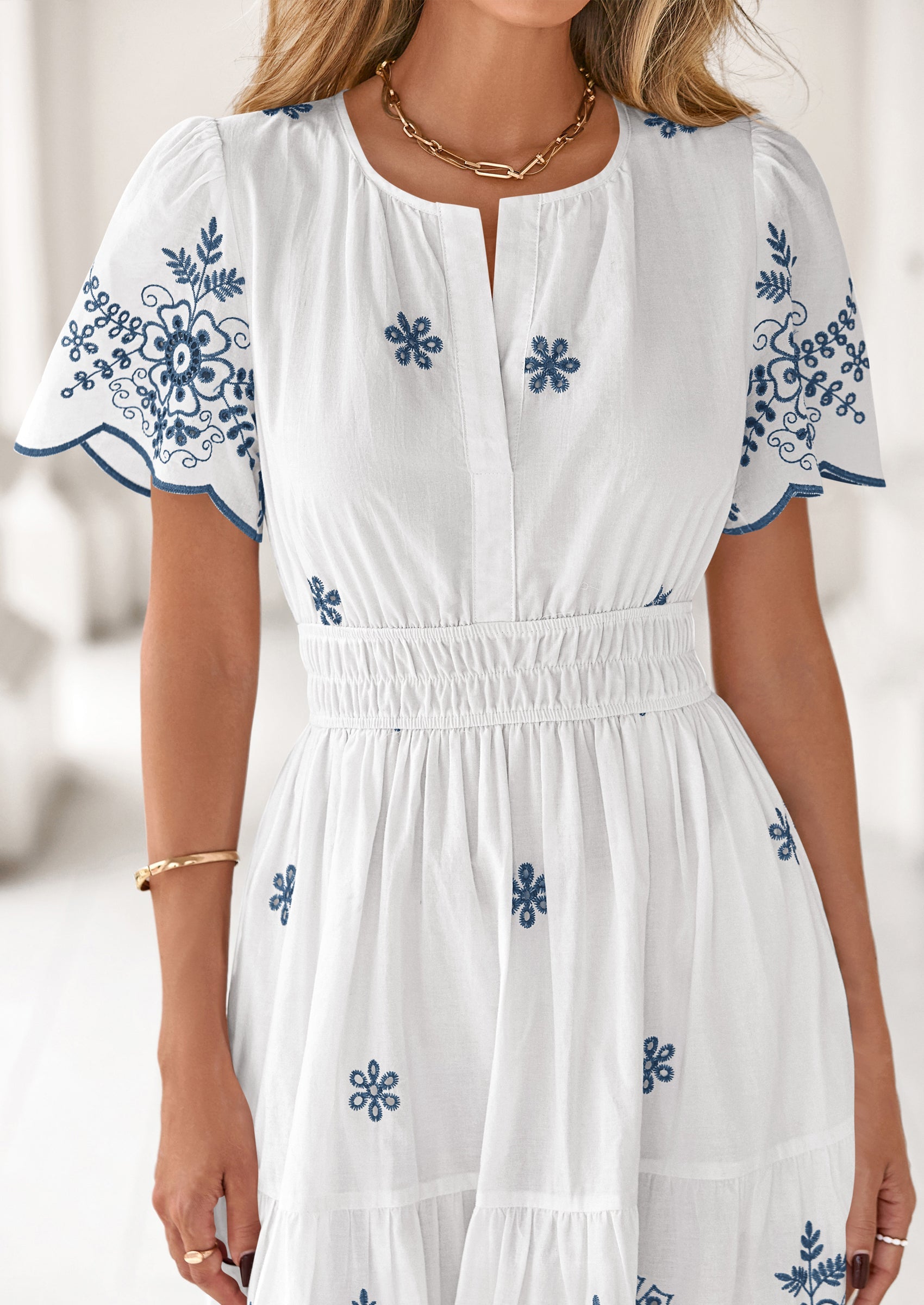 PRETTYGARDEN Boho Dresses for Women Summer Spring Casual Floral Short Sleeve V Neck Maxi Elastic Waist Dress Pockets PRETTYGARDEN