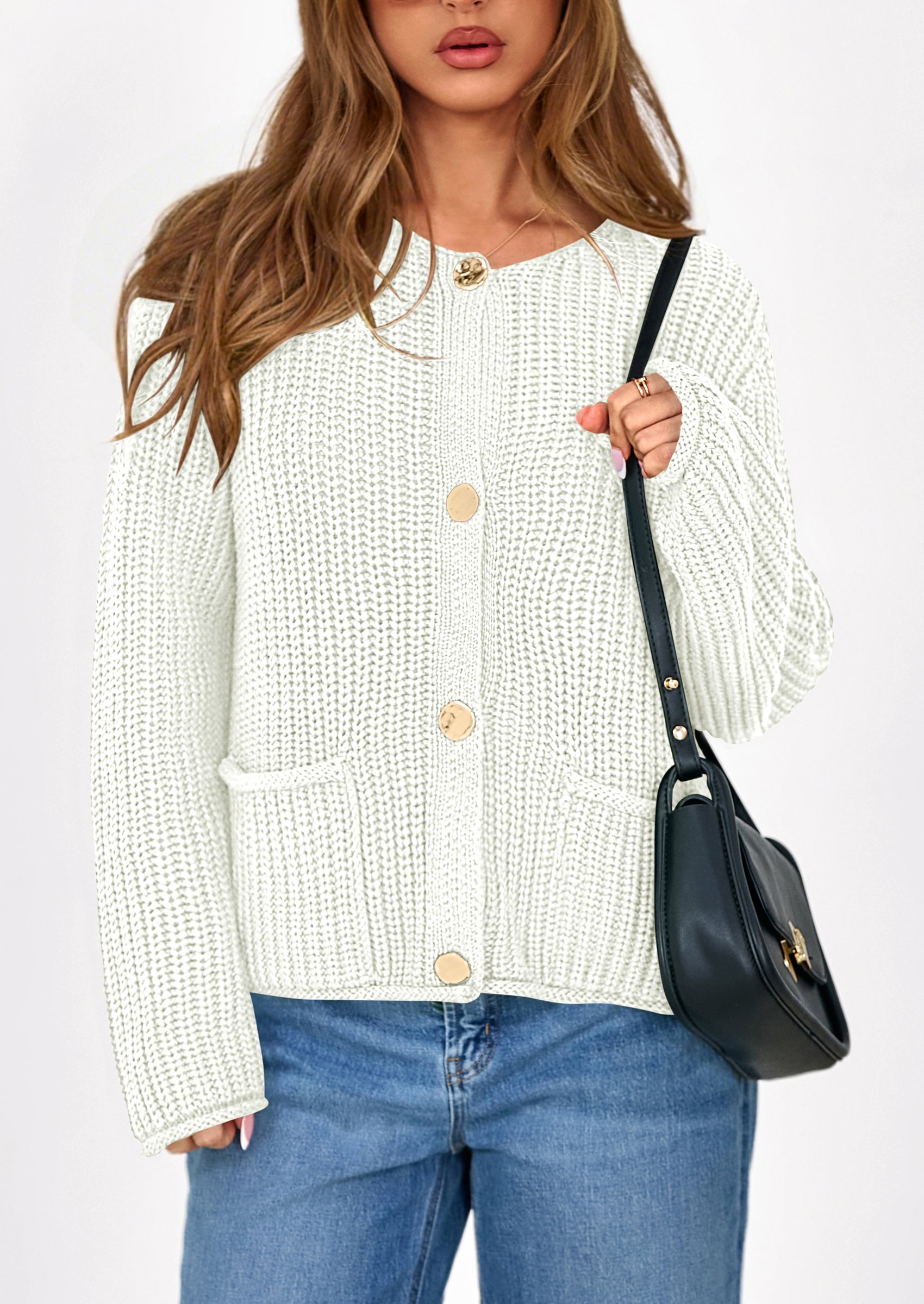 PRETTYGARDEN Cardigan Sweaters for Women Trendy Oversized Knit Chunky Button Cardigans Fall Winter Outfits with Pockets