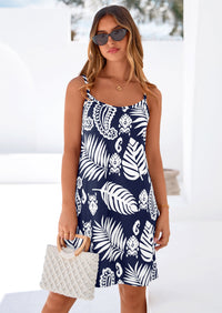 PRETTYGARDEN Women's Summer Dresses Casual Print Spaghetti Strap Sleeveless Sundress Beach Vacation Cover Ups PRETTYGARDEN