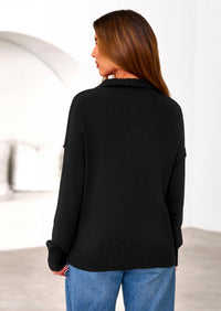 PRETTYGARDEN Womens Sweaters Quarter Zip Pullover Early Fall Fashion Long Sleeve V Neck Collared Knit Winter Jumper Tops